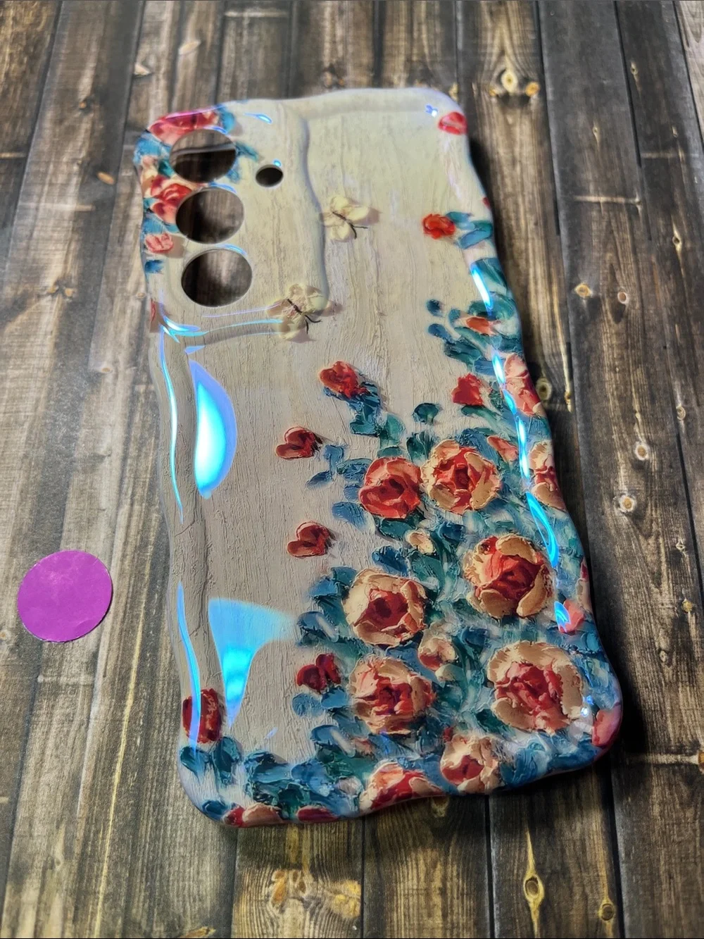 5for$10 Beige Samsung Galaxy S24, Colorful Retro Oil Painting Flower Phone Case